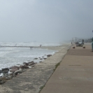 Galveston coastline and a memorial to those lost in the 1900 flood