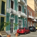 The colourful buildings along a street in Old San Juan