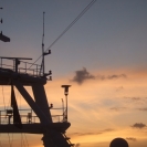 Radar mast against the sunset