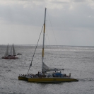 The Tiami II and another boat off the breakwater in Barbados