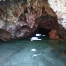 One of our guides swimming under the rocks