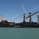 Cargo ship in port in St John's Harbour