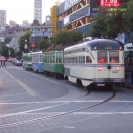 Historic street cars staged in Fishermans Wharf