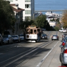 A cable car coming up Hyde Street