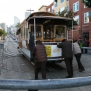 Pushing the cable car off the turntable