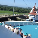 Everyone lined up on the front deck watching our transit of the Gatun Locks