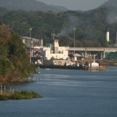 The Miraflores Locks just coming into view