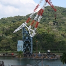 A large crane on a barge
