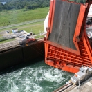Ships move forward in the locks largely under their own power