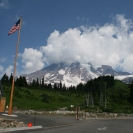 Looking up at Mount Rainier from the Paradise Vistors Center