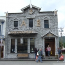 An odd building in Skagway covered by antlers