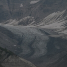 A glacier up in the mountains in Glacier Bay