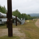 The pipeline enters the ground from here