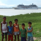 Some of the local kids posed in front of the Royal Princess
