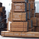 Lots of wood at the port marked sustainable forest product