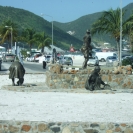 Statues in the middle of a traffic circle