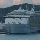 The Seabourn Spirit docked next to the Oasis of the Seas