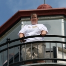 Cathy on top of the Crisp Point Lighthouse
