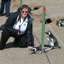 Cathy posing with a couple of penguins