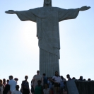 Cathy (and many others) in front of the Christ the Redeemer Statue