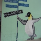 Penguin painting showing distances to locations