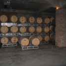Barrels of wine aging